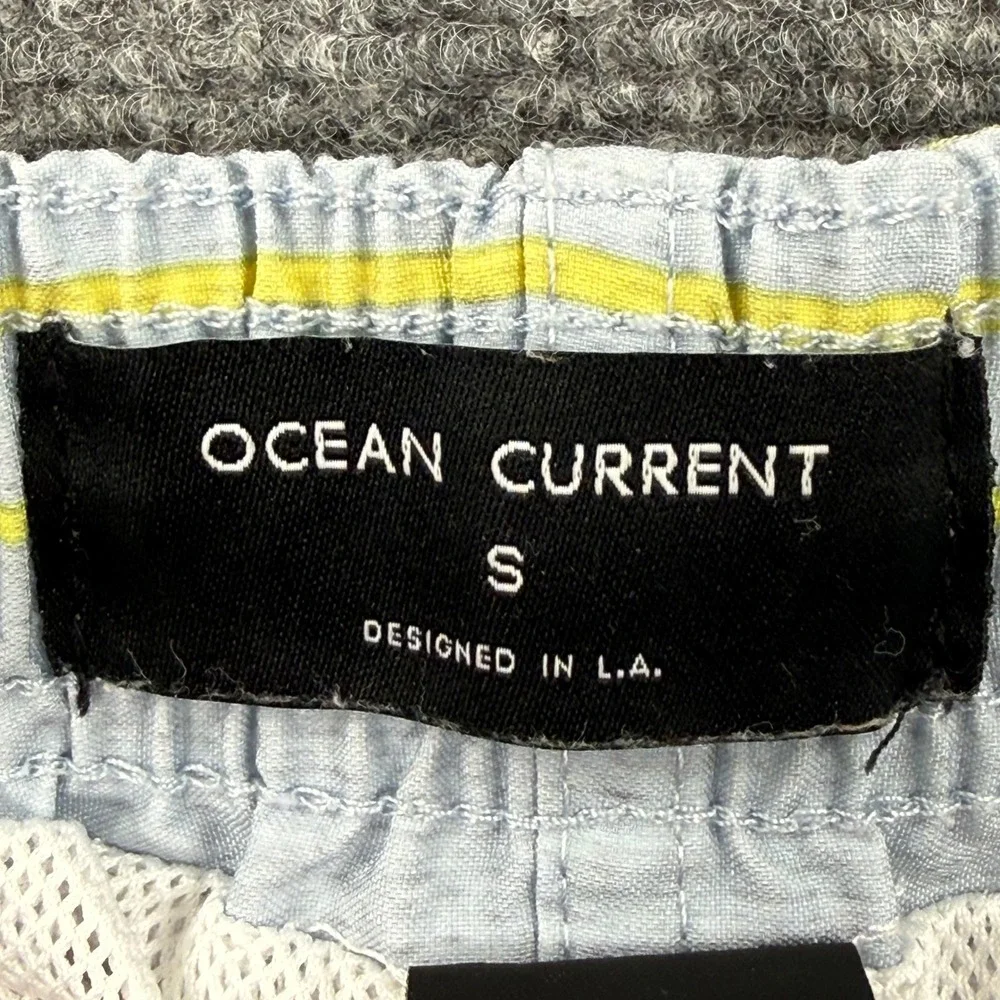 Ocean Current‎ Swim Trunks Small Blue Orange Striped Mesh Lined Men's